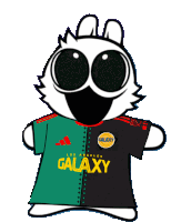 a cartoon character is wearing a shirt that says los angeles galaxy