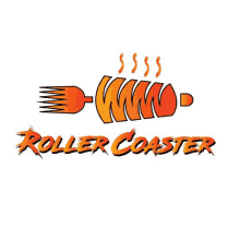 a roller coaster logo with a fish and a fork