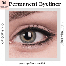 a picture of a woman 's eye with the words permanent eyeliner below it