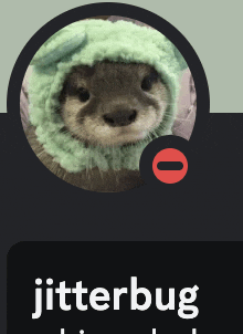 a picture of an otter wearing a green hat with the name jitterbug on the bottom