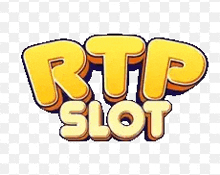 a cartoon logo for rtp slot on a checkered background .