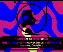 a poster for carry on with crisiselda shows a silhouette of a man in a circle