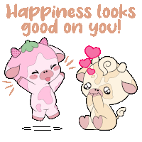 happiness looks good on you written on a cartoon