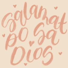 the word dios is on a beige background with hearts