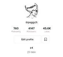 a screenshot of a person 's profile with a drawing of a deer and the words poggch on it