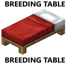 a minecraft bed with a red blanket and a white mattress