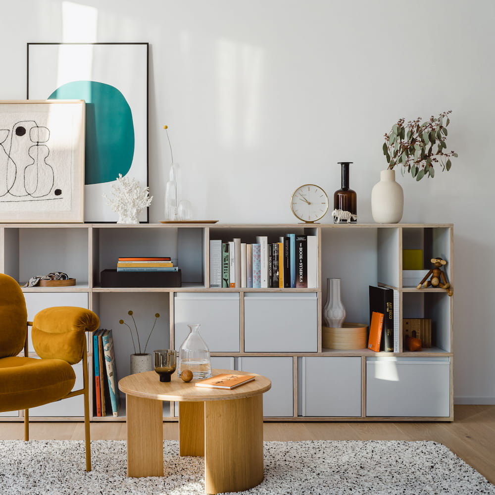 Sideboard in Grey with Doors and Drawers