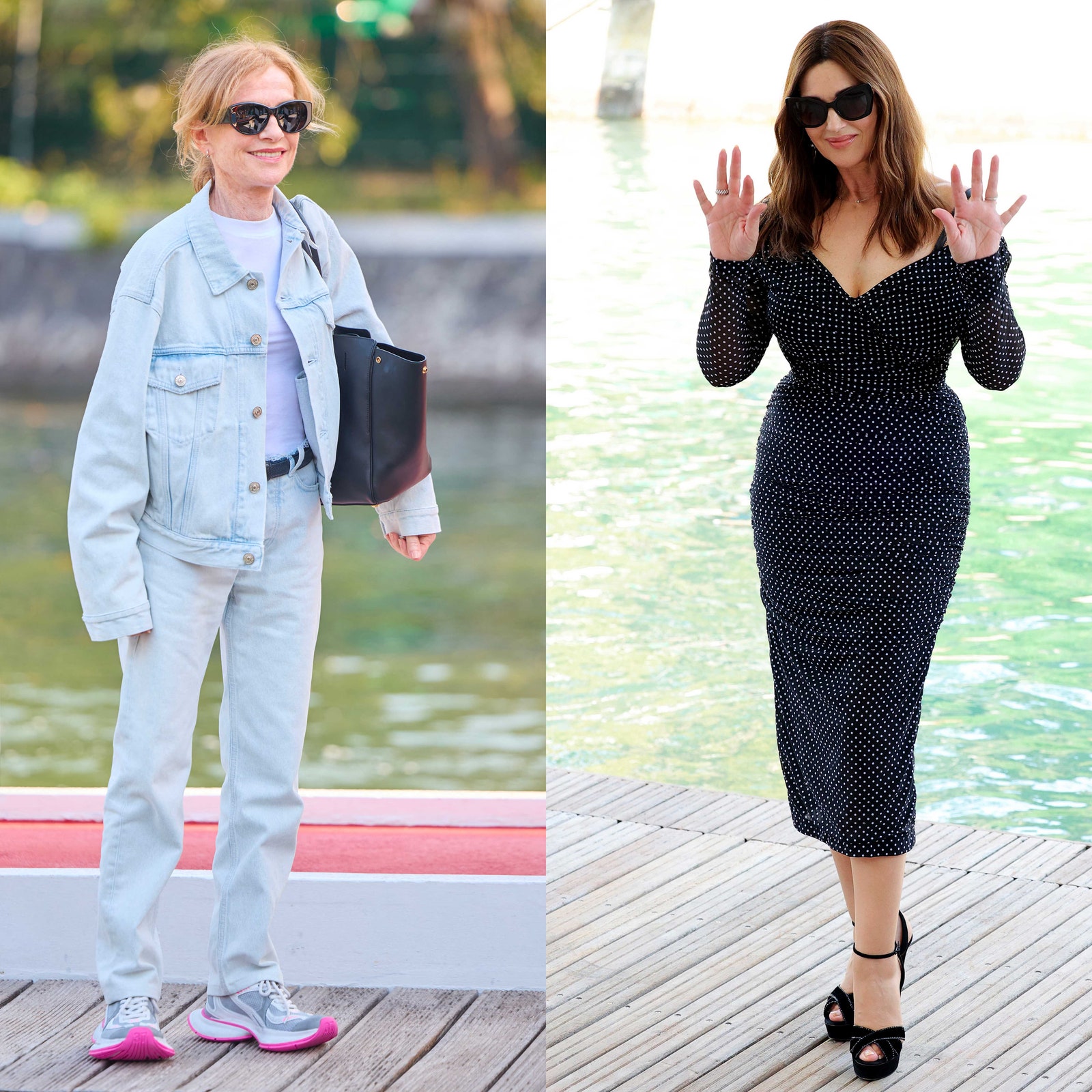 Monica Bellucci et Isabelle Huppert, deux salles deux ambiances pour leur arrivée à la Mostra de Venise