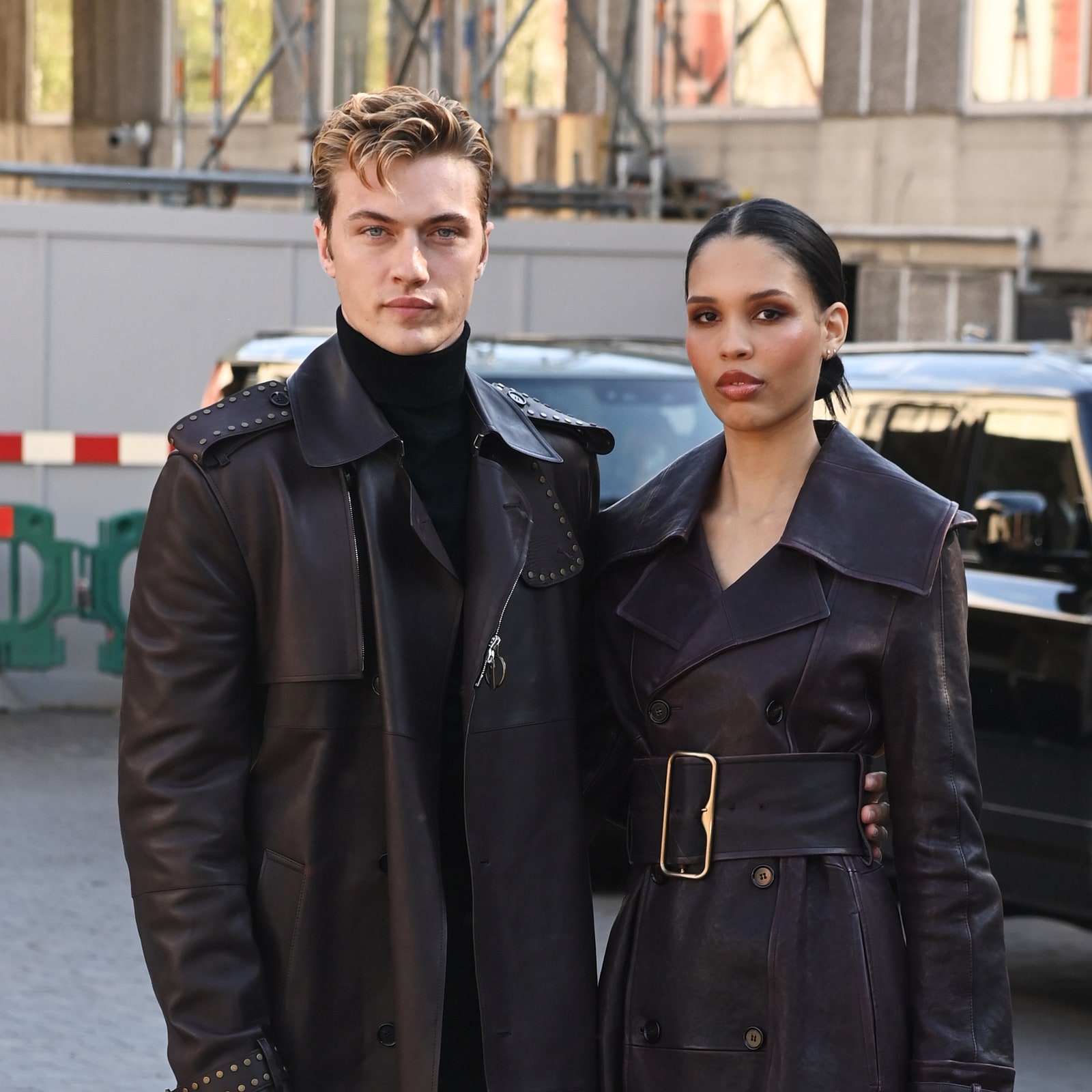 Nara Smith And Lucky Blue Smith Twin In Trench Coats At Burberry’s SS25 Show