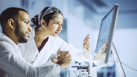 students using a computer in a laboratory