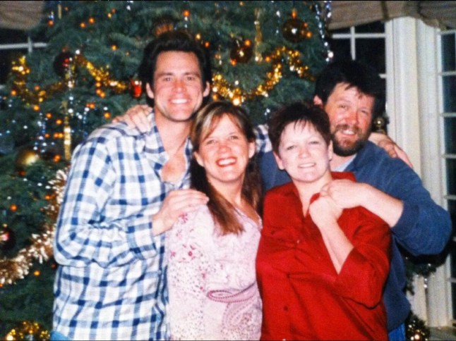 A Carrey family photo taken in California 10 years ago at Christmas. From left, Jim, Rita, Pat and John Carrey. The photo appears on Rita Carrey?s Christmas album Around Each Christmas Tree.