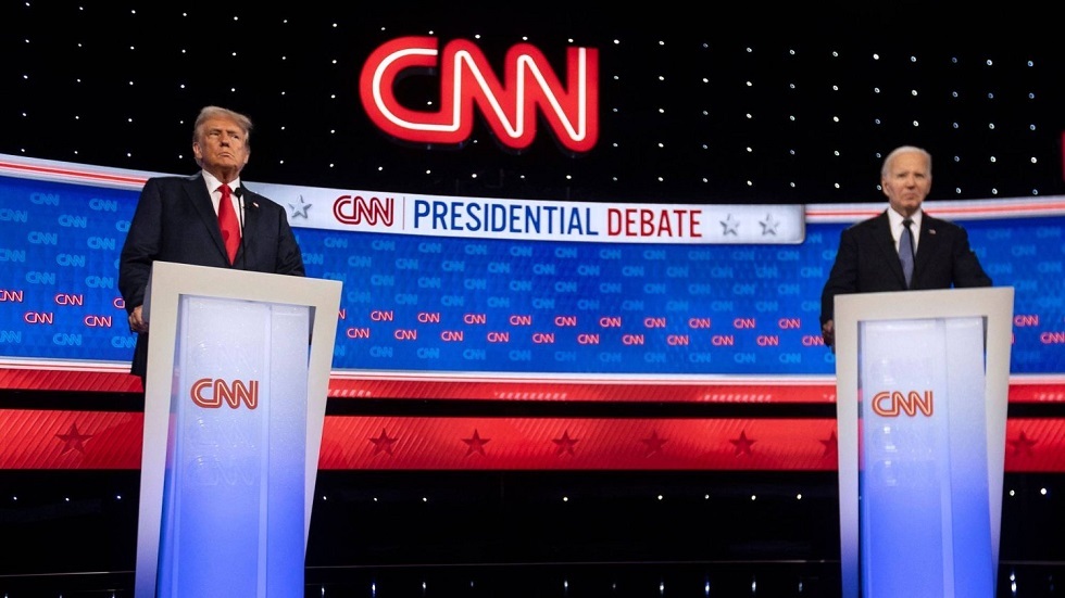 جو بايدن ودونالد ترامب خلال المناظرة الرئاسية الأولى
