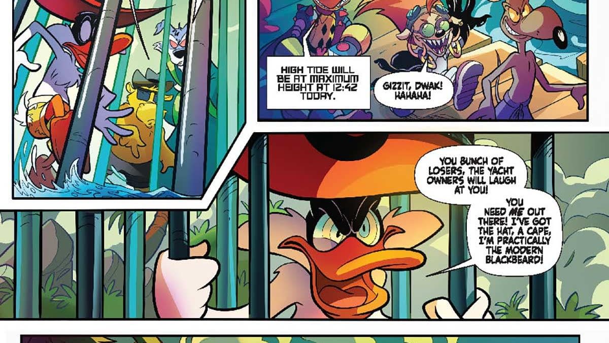 Preview page from FEB240274 Negaduck #8, by (W) Jeff Parker (A) Ciro Cangialosi (CA) Drew Moss, in stores Wednesday, September 18, 2024 from DYNAMITE