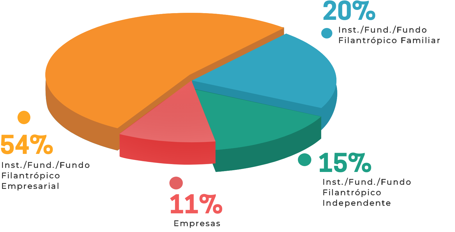 Gráfico de organizações por tipo de investidor