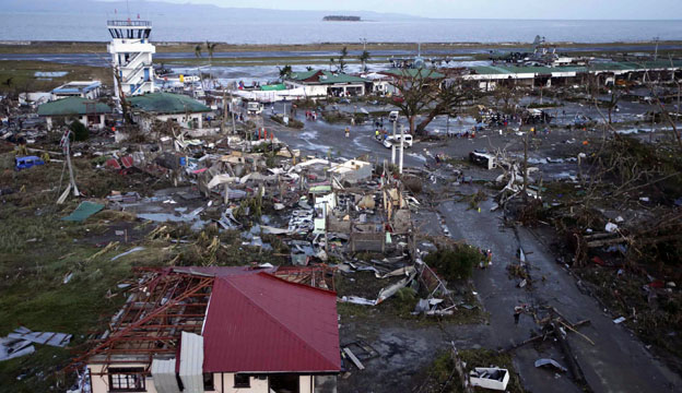 View of damaged airport 