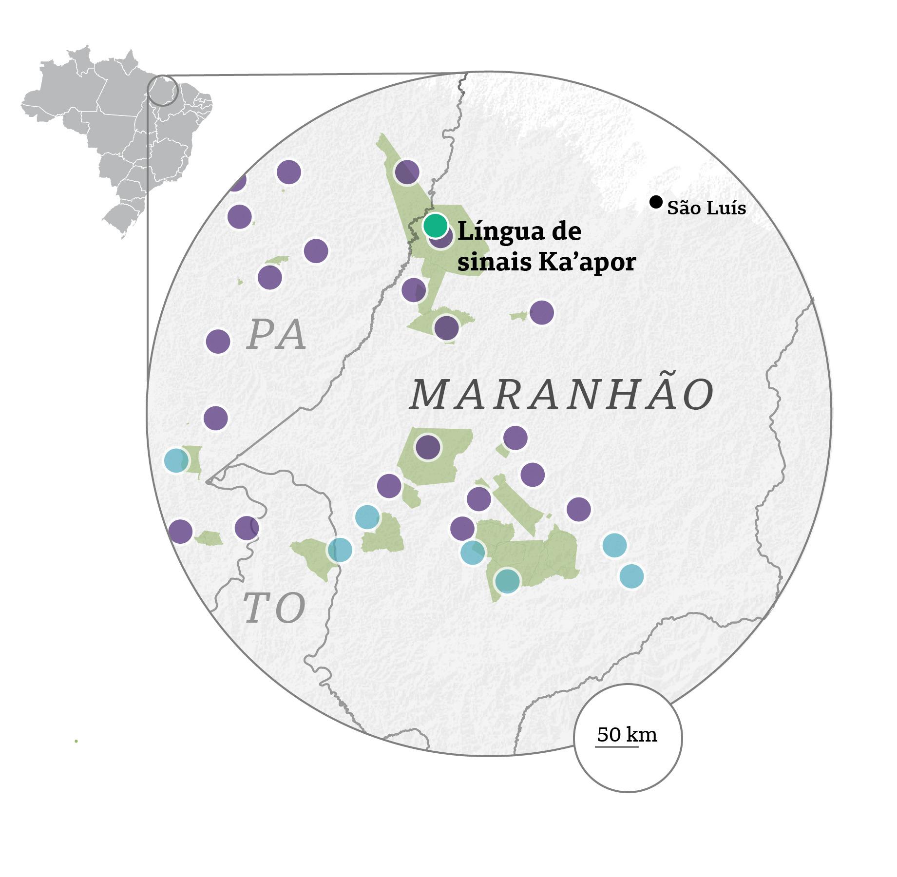 Mapa do Sul de Rondônia onde o kwazá é falado