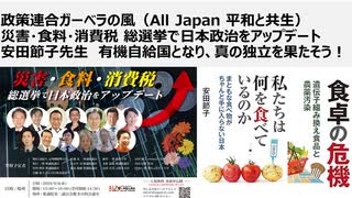 政策連合ガーベラの風（All Japan 平和と共生）災害・食料・消費税 総選挙で日本政治をアップデート　安田節子先生　有機自給国となり、真の独立を果たそう！