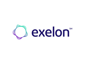 EXELON Exelon text preceded by a rounded star with soft edges and a circle in the center