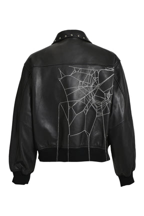 SPIDER WEB EMBROIDERY(LAMBSKIN) / BLK