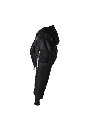 FITTED HOODED BOMBER JACKET / BLACK