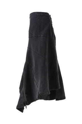 DENIM DECONSTRUCTION SKIRT / BLACK