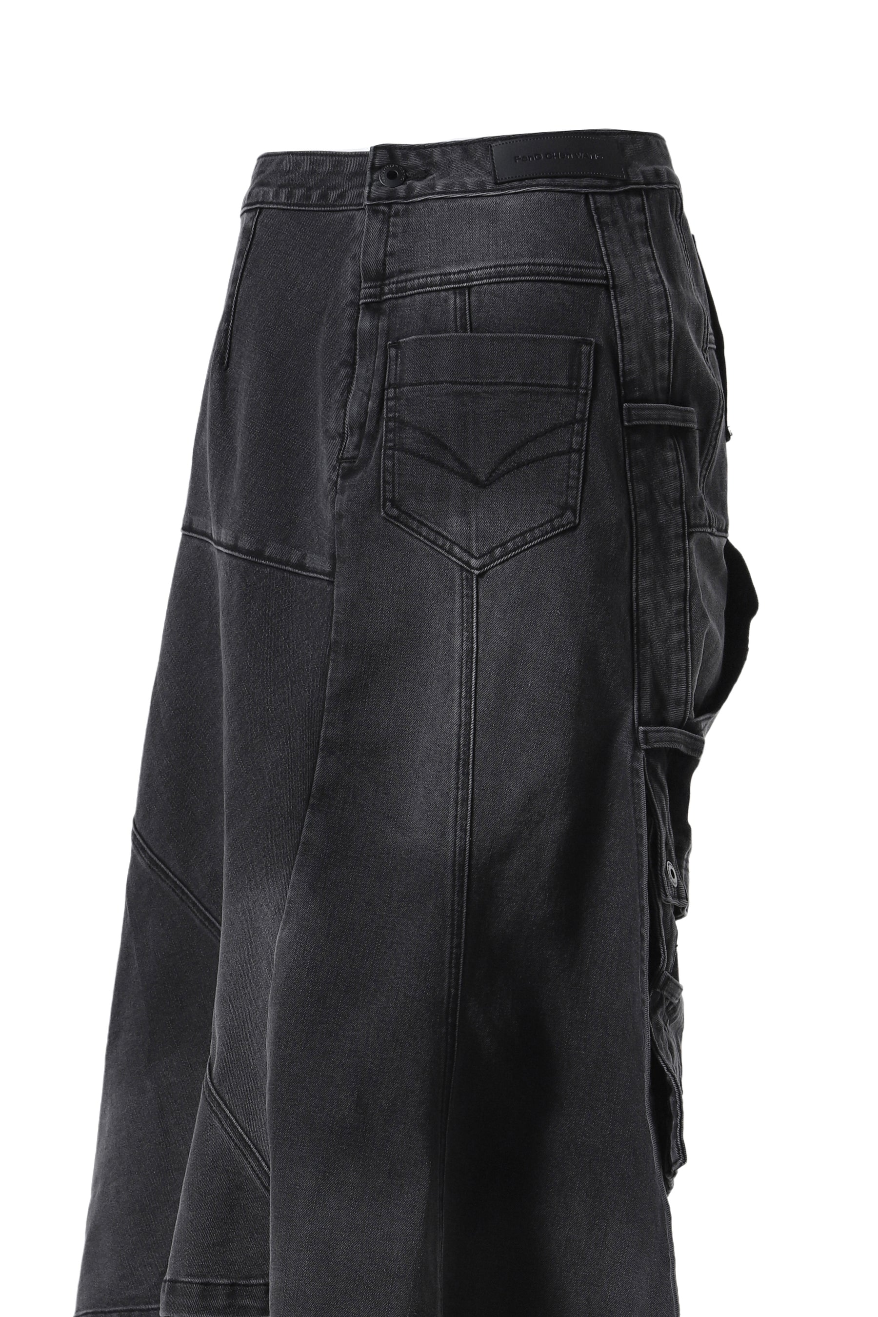 DENIM DECONSTRUCTION SKIRT / BLACK