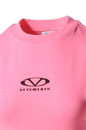 OVAL LOGO CROPPED FITTED T-SHIRT / HOT PINK