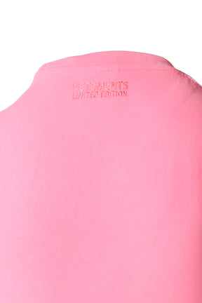 OVAL LOGO CROPPED FITTED T-SHIRT / HOT PINK