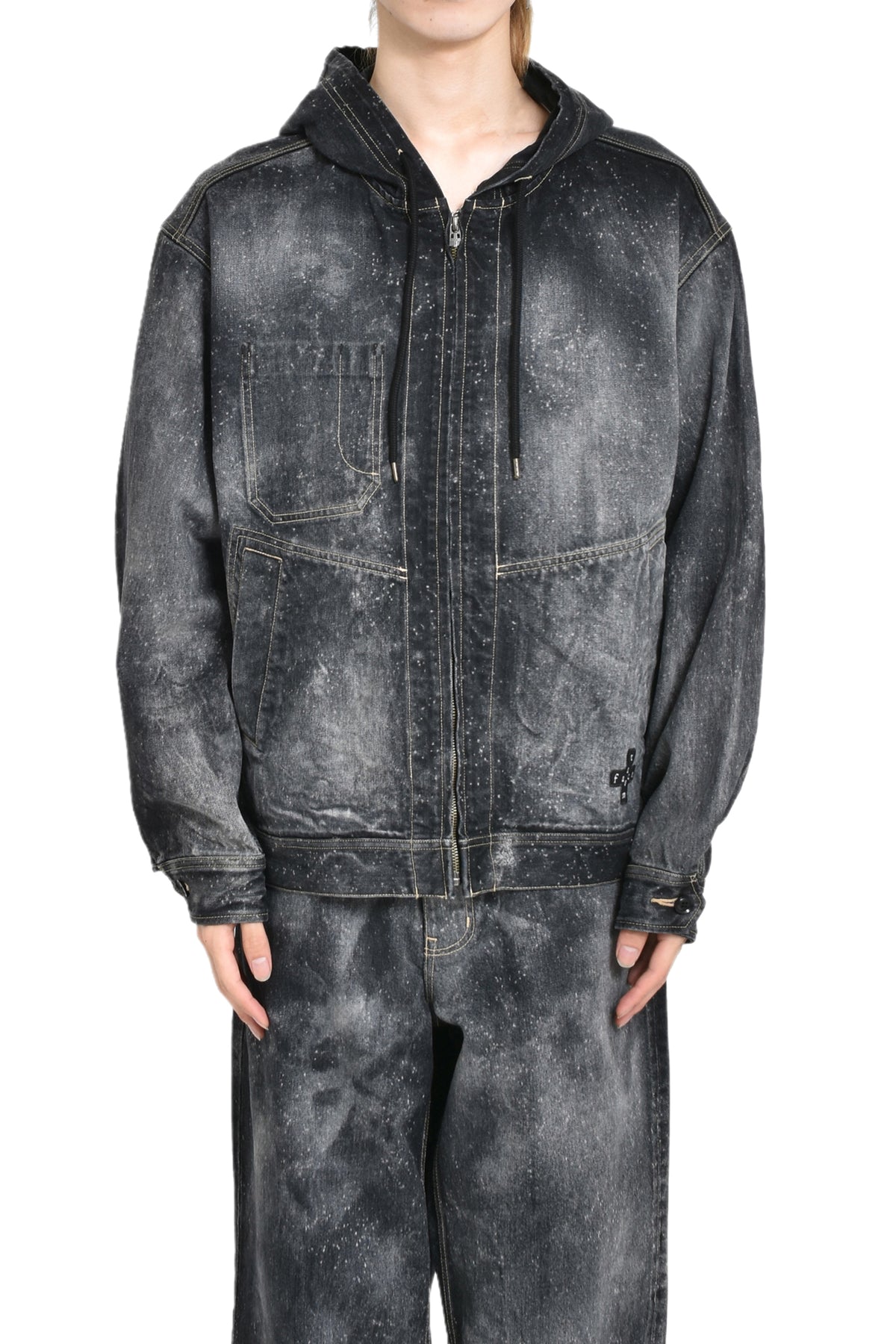 GALAXY DENIM HOODED JACKET / BLK