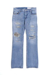 HARDCORE DESTROYED FLARE JEAN TROUSERS / BLU