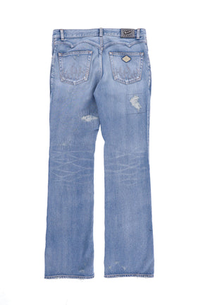 HARDCORE DESTROYED FLARE JEAN TROUSERS / BLU