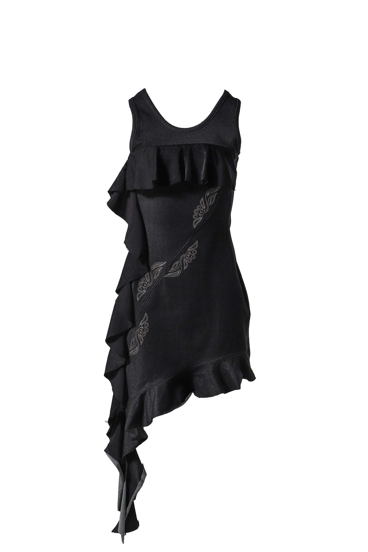 FLOW RUFFLE DRESS / BLK