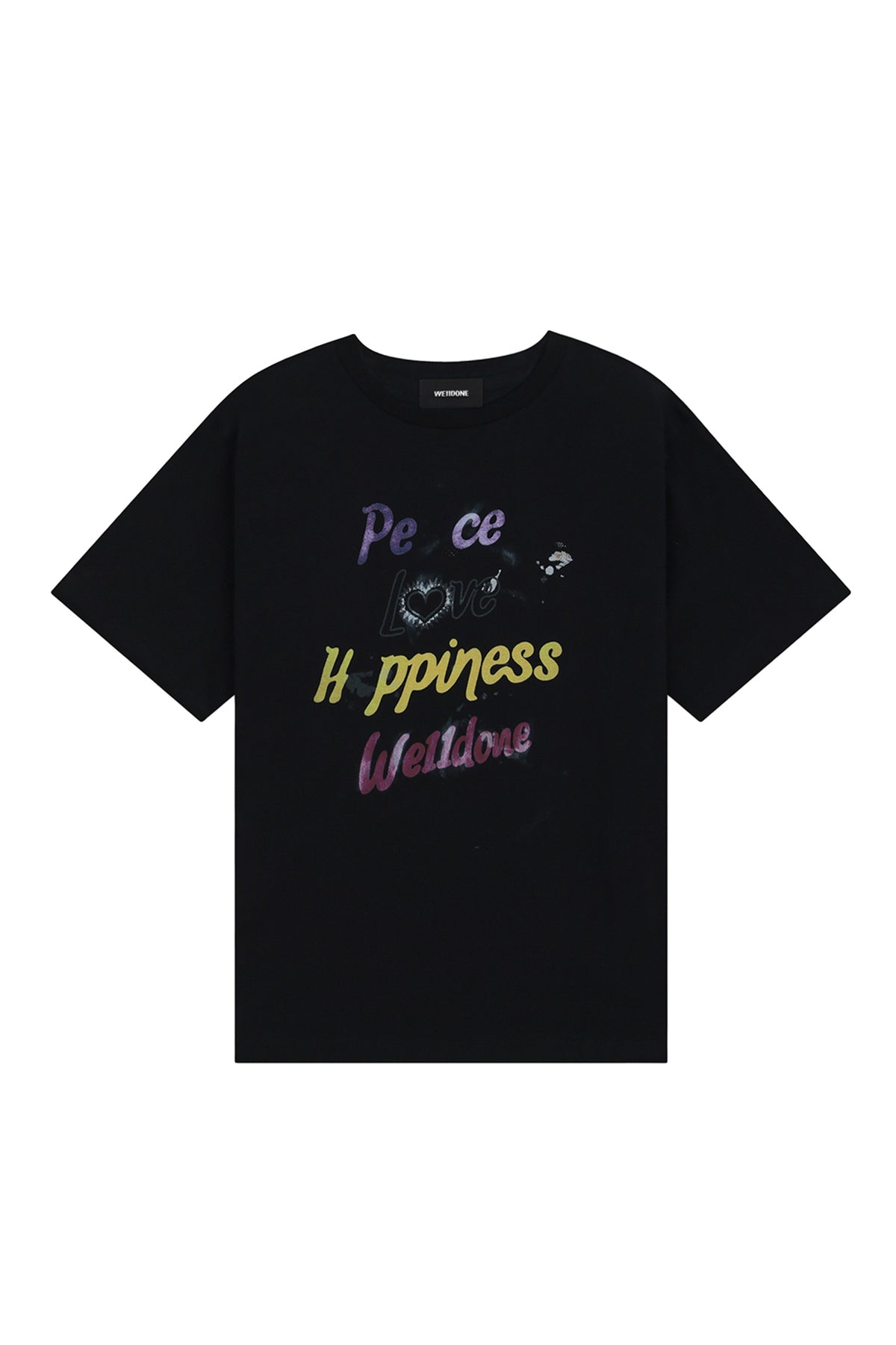 BLACK WOMENS LETTERING SLIM-FIT T-SHIRT / BLK