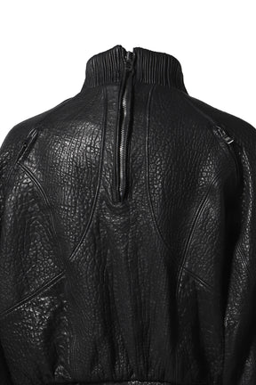 LEATHER BOMBER JACKET PULLOVER / BLK