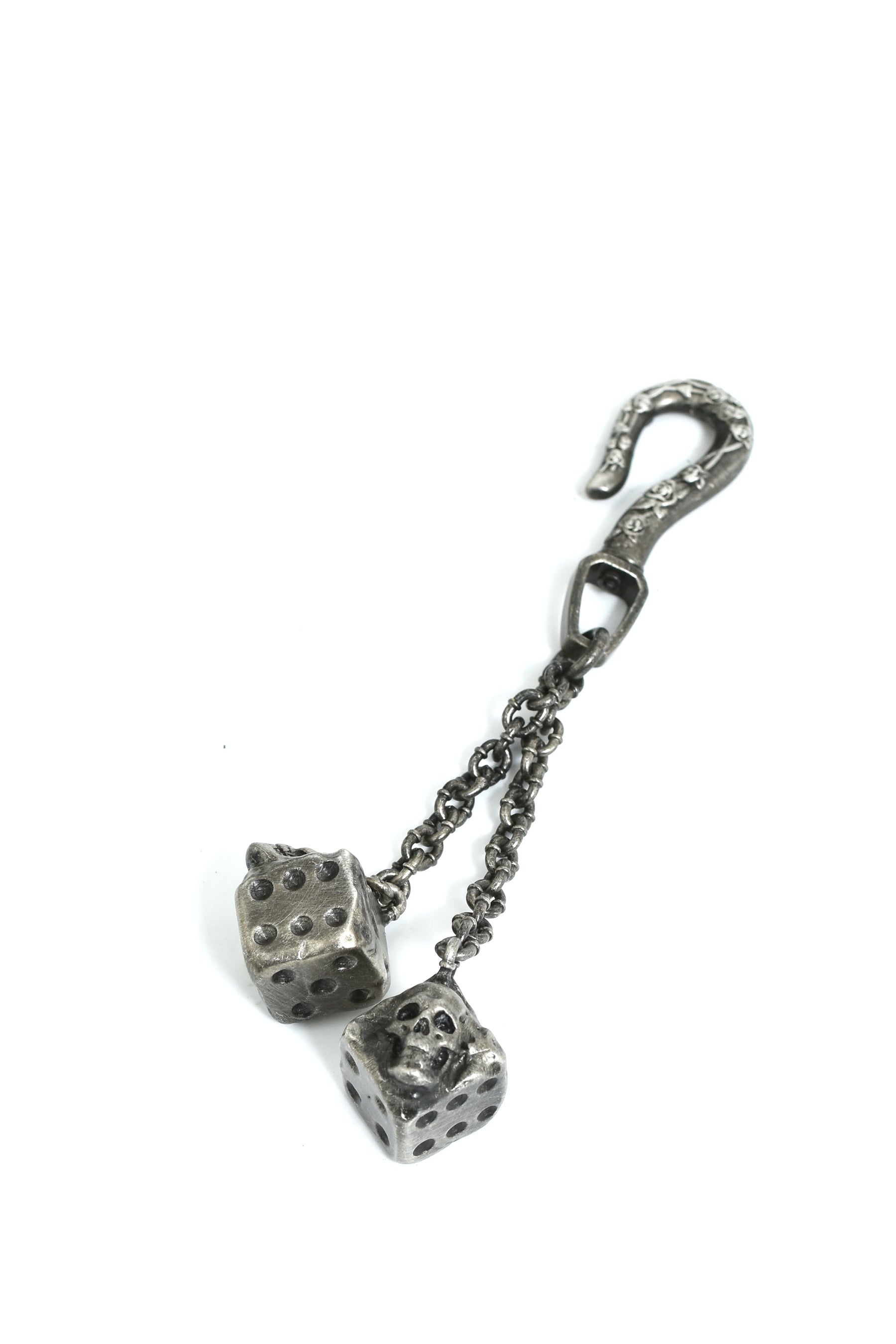 SKULL DICE KEYRING / ANTIQUE SIL