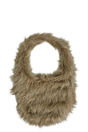 HAIRY FUR OVERSIZED SHOULDER BAG / SAND