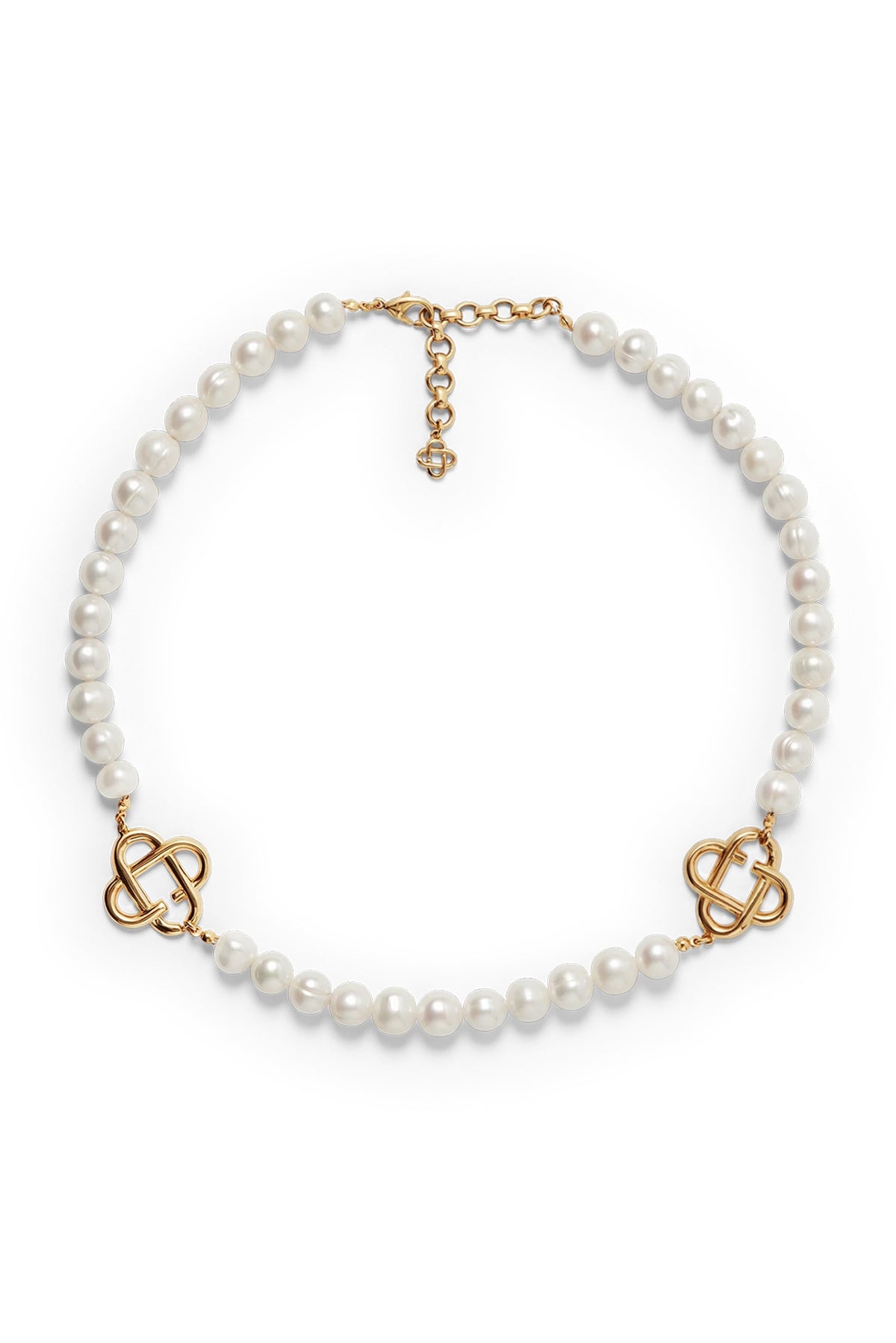 MEDIUM PEARL LOGO NECKLACE / GOLD / PEARL