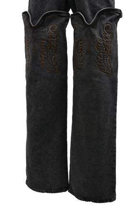 EVERGREEN MAXI COWBOY CUFF JEANS / VINTAGE BLK