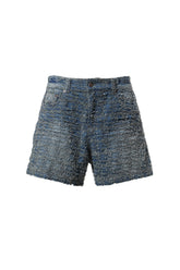 NAVY MENS GRUNGE WASHED DENIM SHORTS / NVY