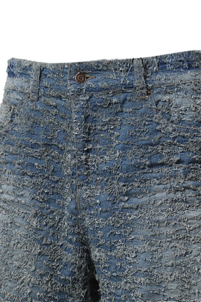 NAVY MENS GRUNGE WASHED DENIM SHORTS / NVY