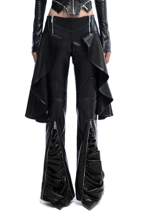 FRAME-X CENTER LEATHER SKIRT PANTS / BLK