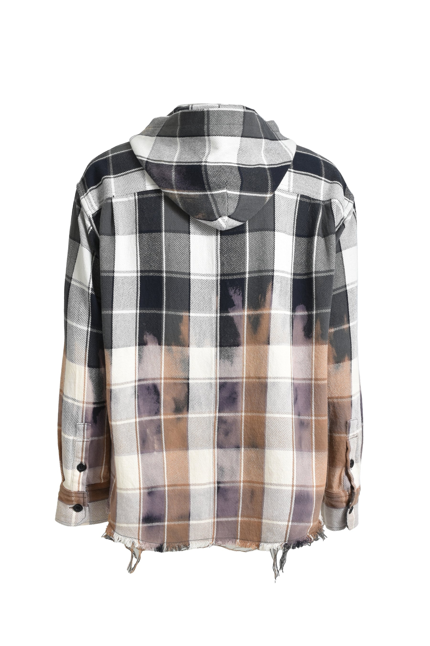 HOODED CHECK SHIRT / BLK