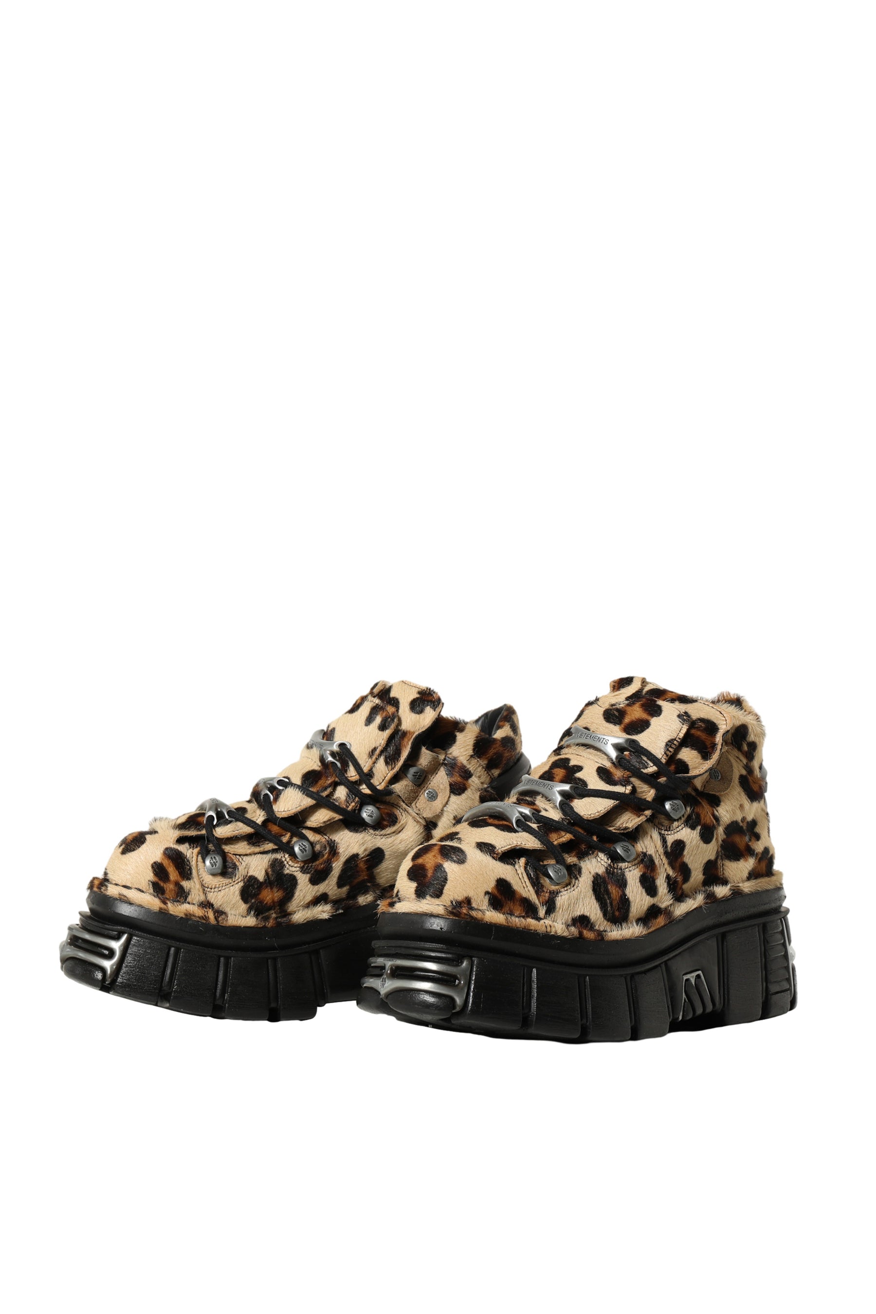 VETEMENTS X NEW ROCK PLATFORM SNEAKER / LEOPARD HORSE HAIR