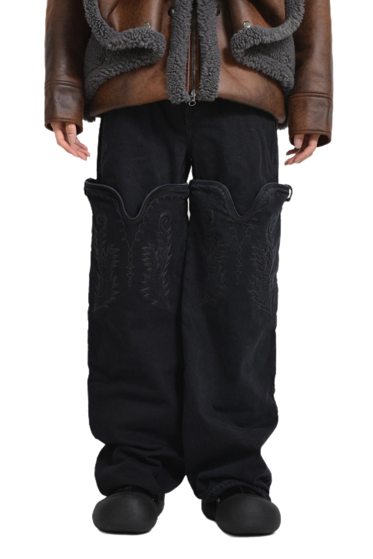 MAXI COWBOY CUFF JEANS / BLK