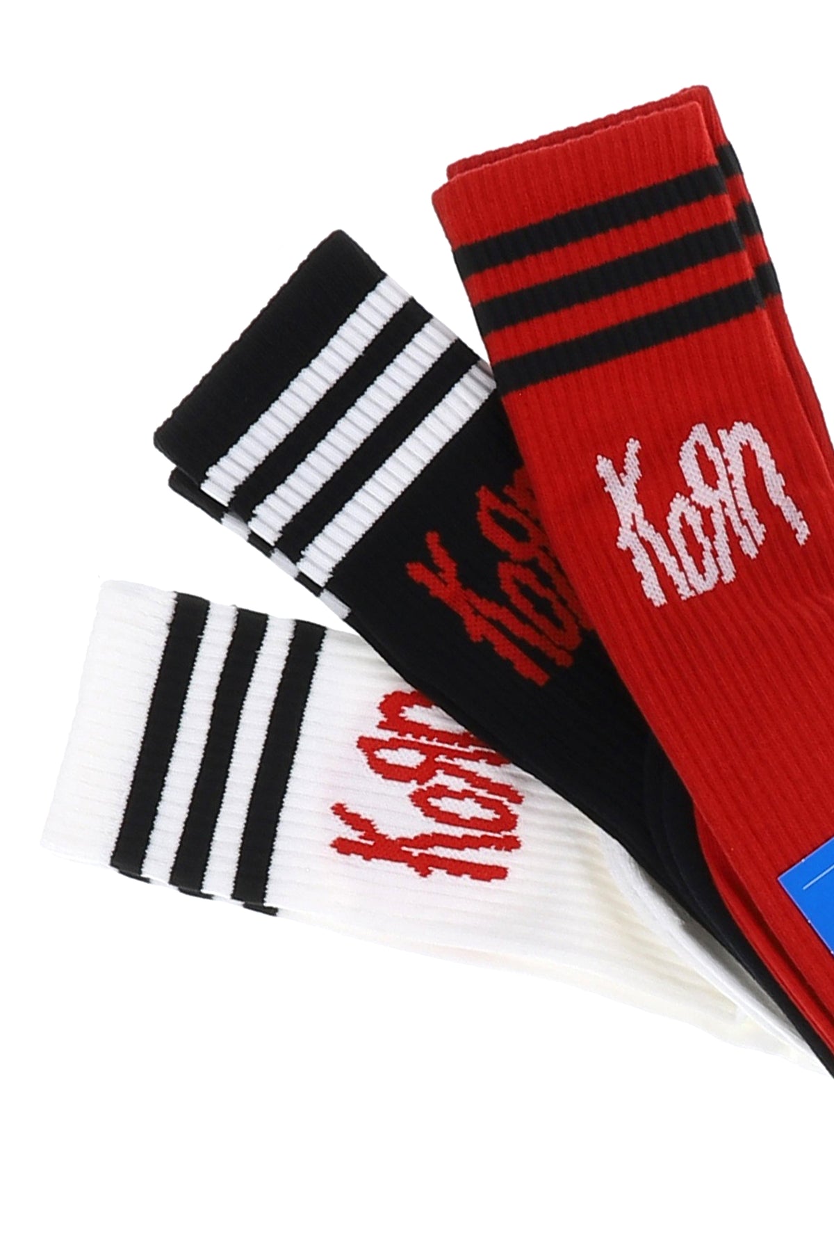 KORN SOCKS / WHT BLK RED