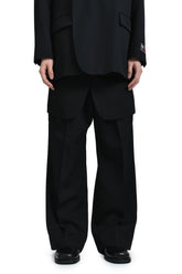 TAILORED HEM LAYERED HIGHT WEST WIDE SLACKS / BLK