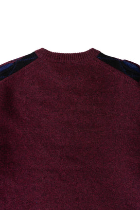 SLIT BORDER KNIT PULLOVER / RED