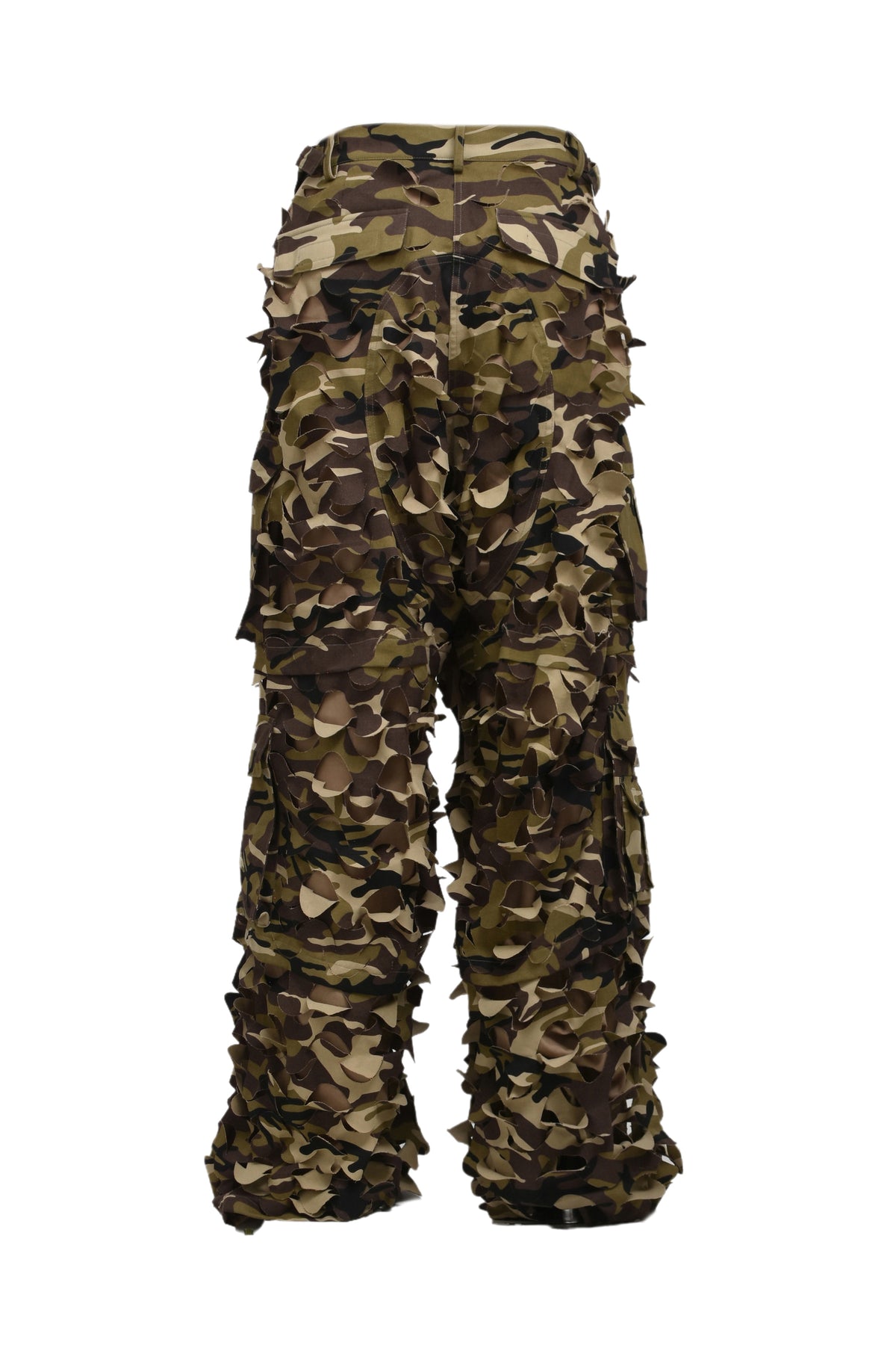 LASER-CUT CAMO CARGO PANTS / BRW CAMO