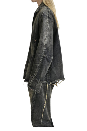 USED FINISH DENIM JACKET / BLK