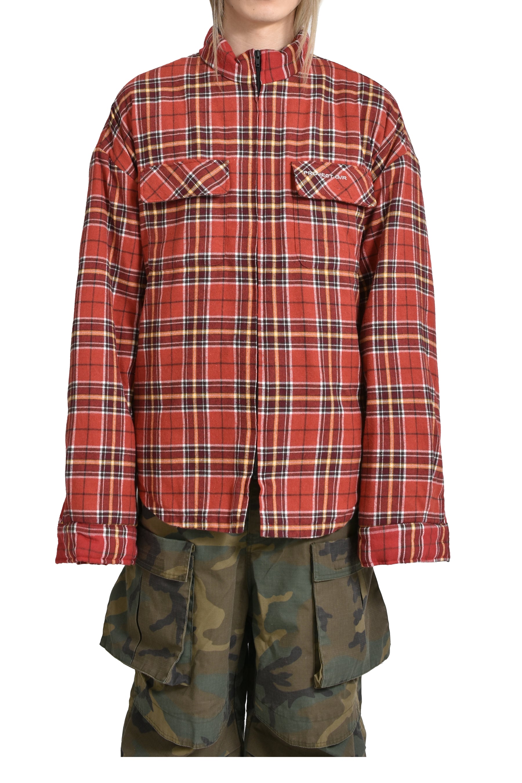 PADDED CHECK SHIRTS JACKET / RED